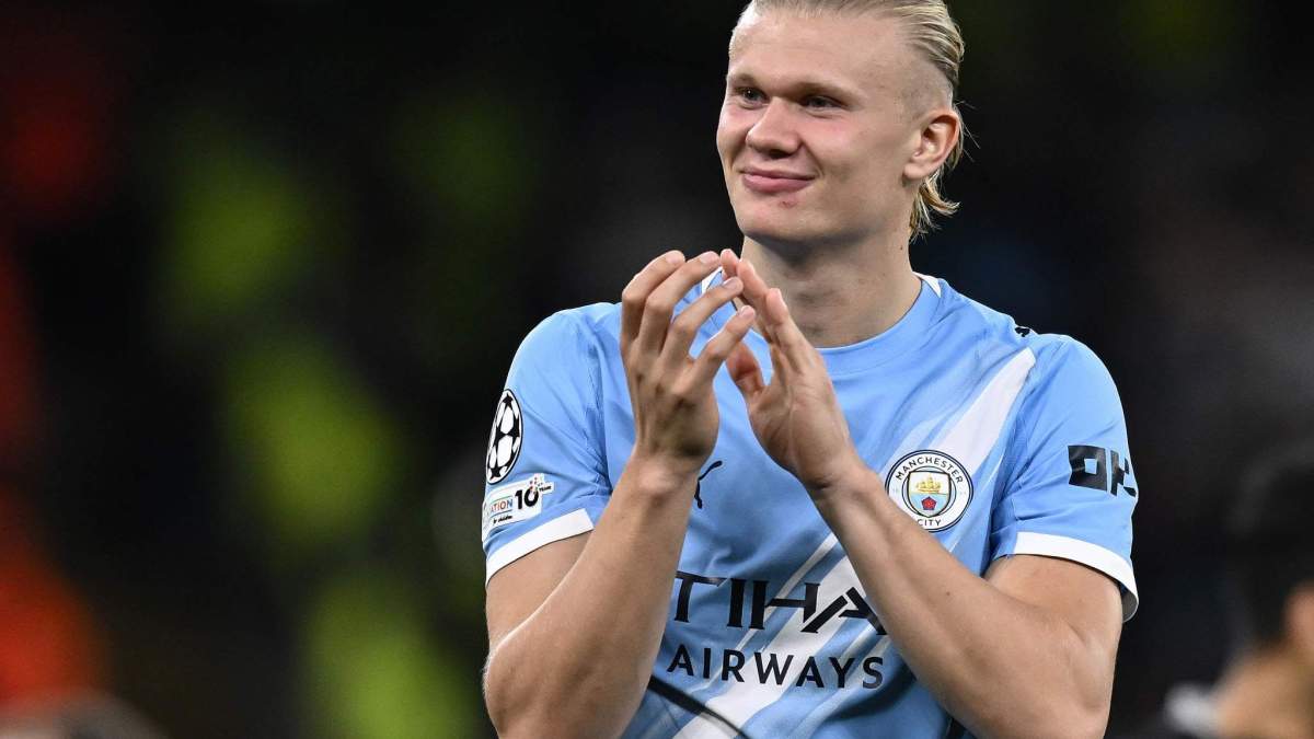 Erling Haaland jugando un partido con el Manchester City. Erling Haaland jugando un partido con el Manchester City.