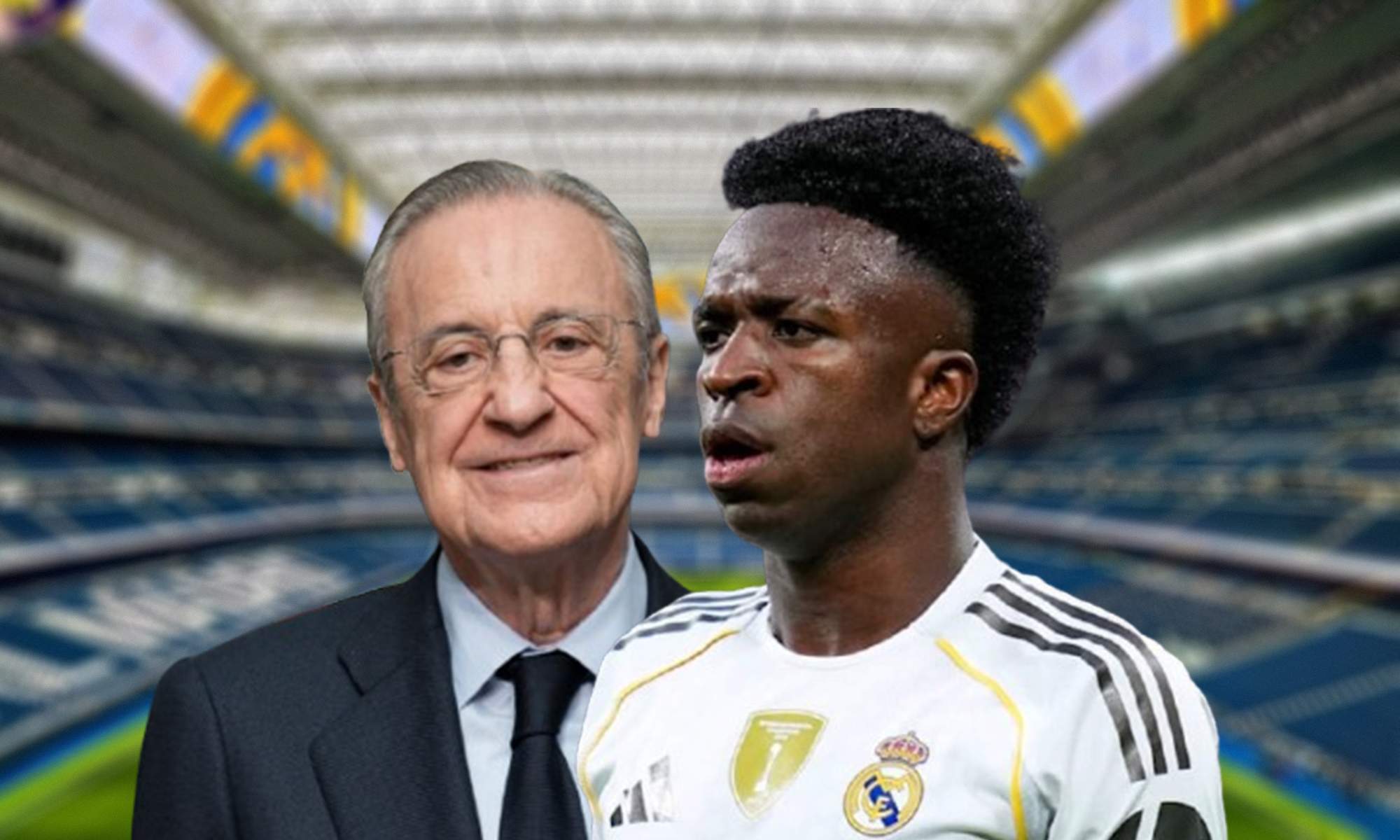 Vinícius Júnior, Florentino Pérez y el Santiago Bernabéu.