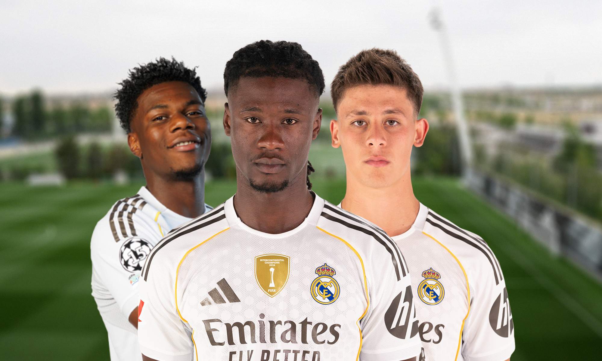 Aurélien Tchouaméni, Eduardo Camavinga y Arda Güler.