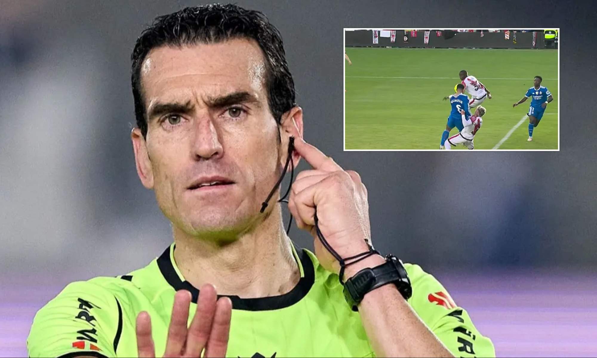 Penalti clamoroso sobre Bellingham, Martínez Munuera no lo pita