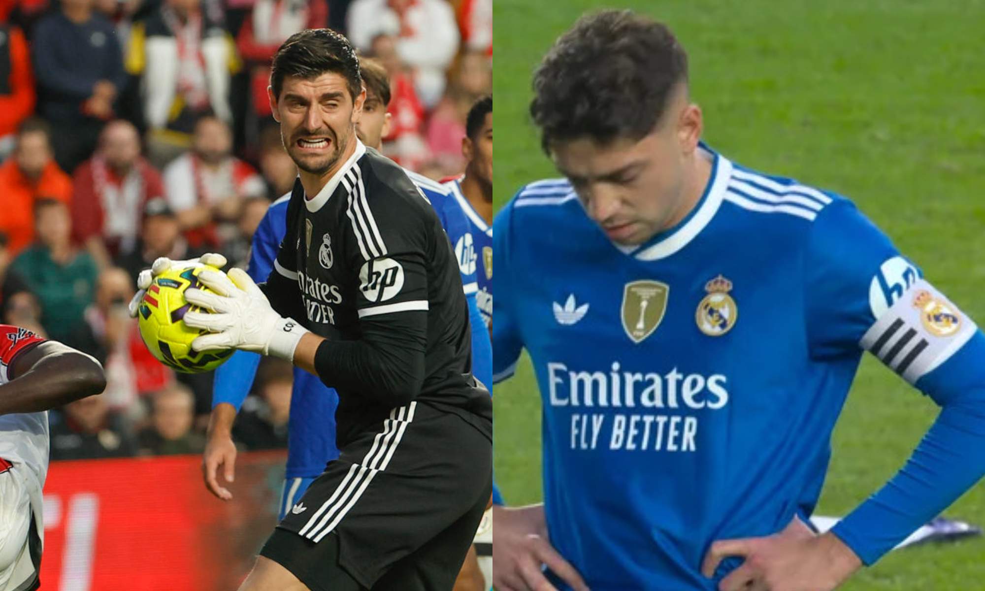Courtois y Fede Valverde se fueron de Vallecas con problemas musculares
