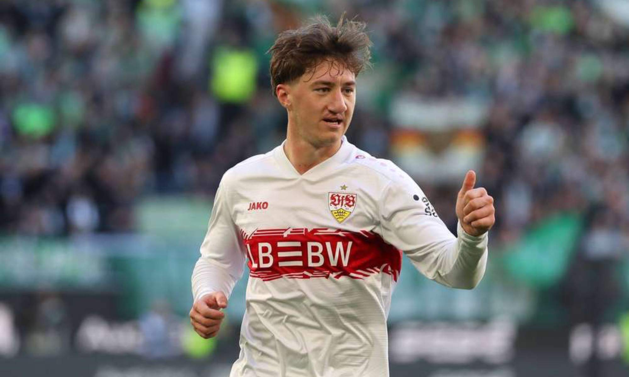 Angelo Stiller, en un partido de esta temporada con el Stuttgart.