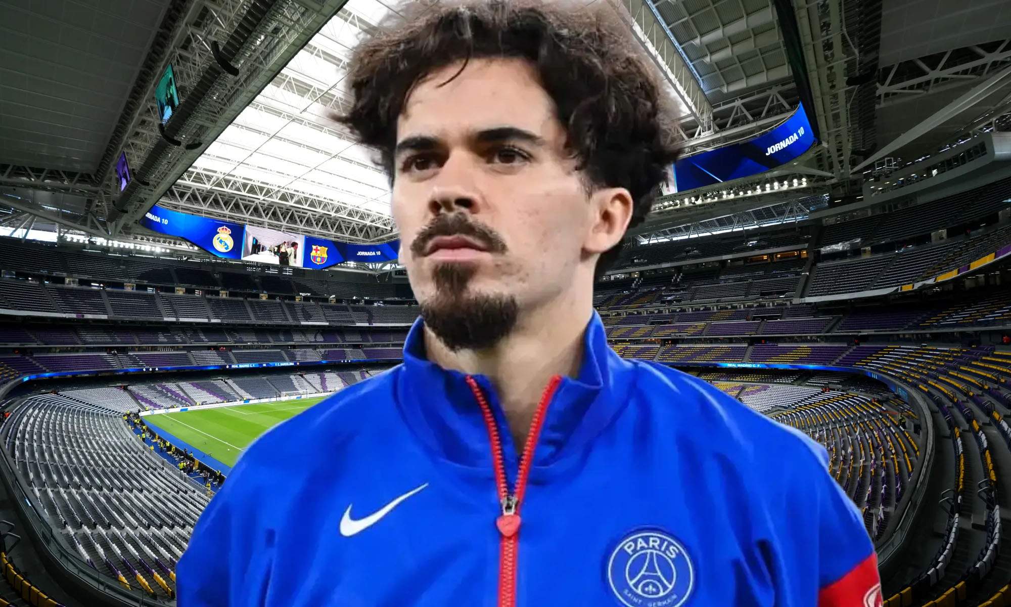 Vitinha con el Bernabéu de fondo