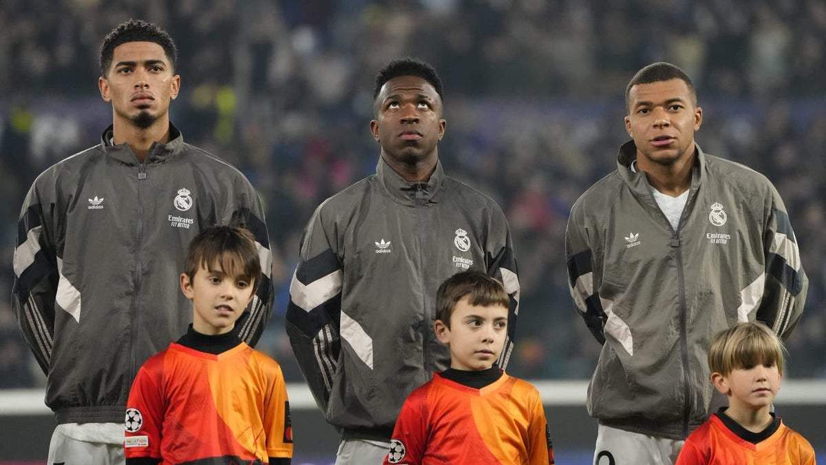 Jude Bellingham, Vinicius Jr. y Kylian Mbappé Jude Bellingham, Vinicius Jr. y Kylian Mbappé