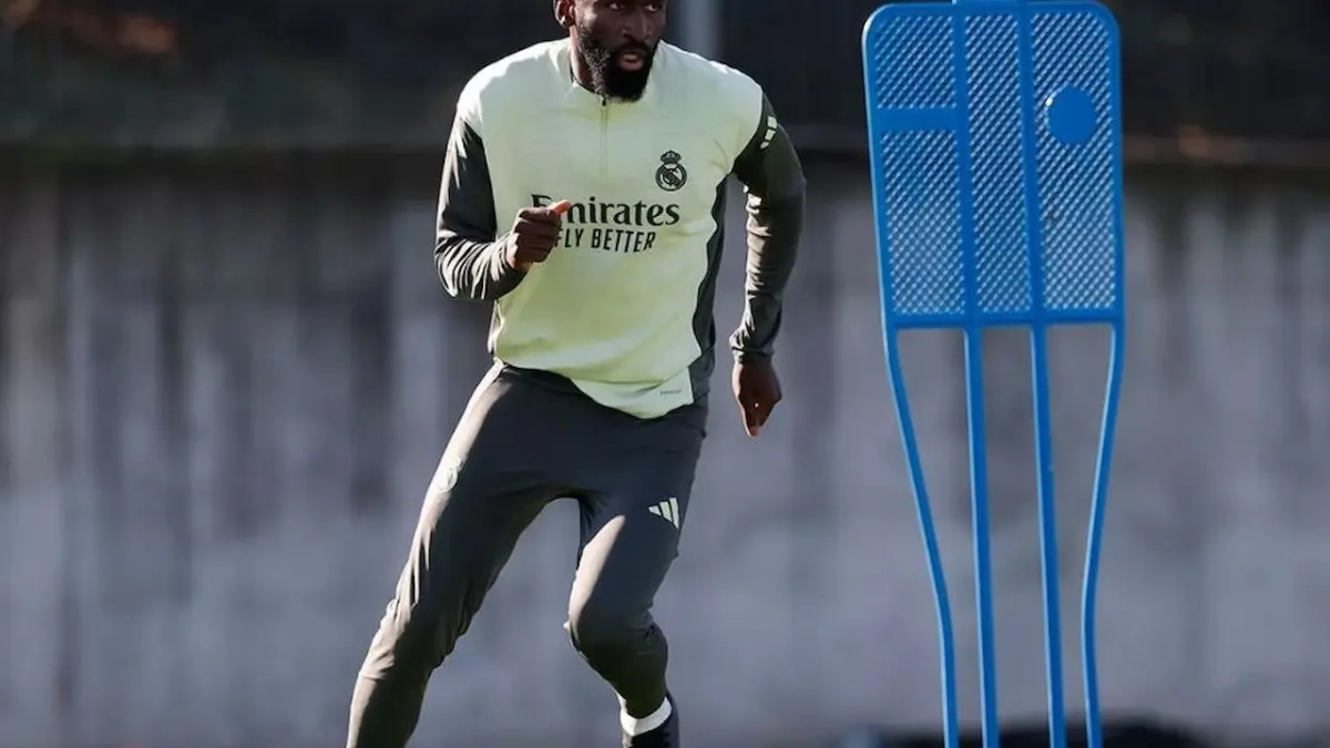 Antonio Rüdiger entrenando con el Real Madrid en Valdebebas.