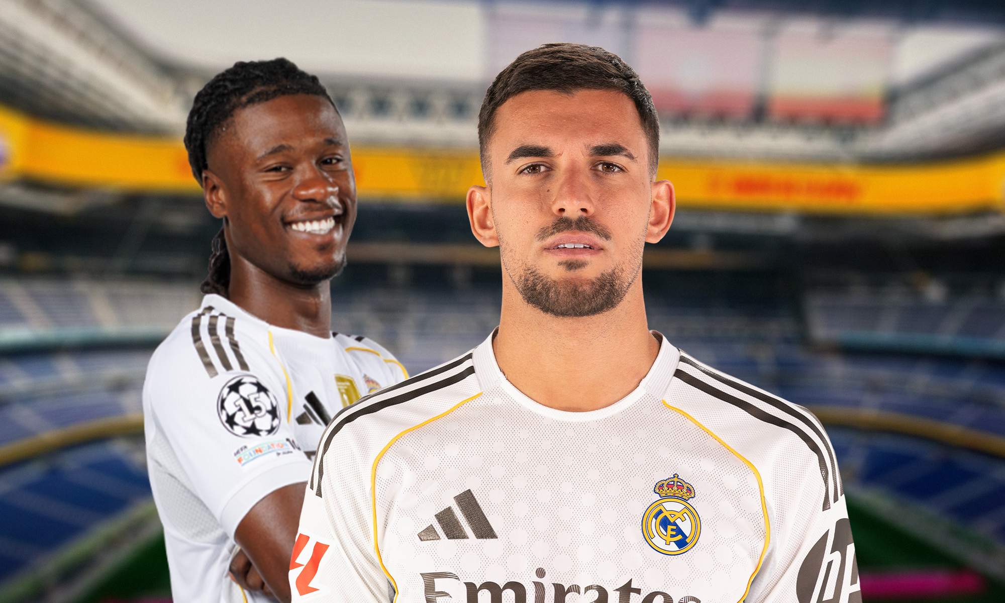 Dani Ceballos, Eduardo Camavinga y el Santiago Bernabéu. Dani Ceballos, Eduardo Camavinga y el Santiago Bernabéu.