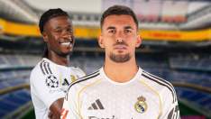 Dani Ceballos, Eduardo Camavinga y el Santiago Bernabéu. Dani Ceballos, Eduardo Camavinga y el Santiago Bernabéu.