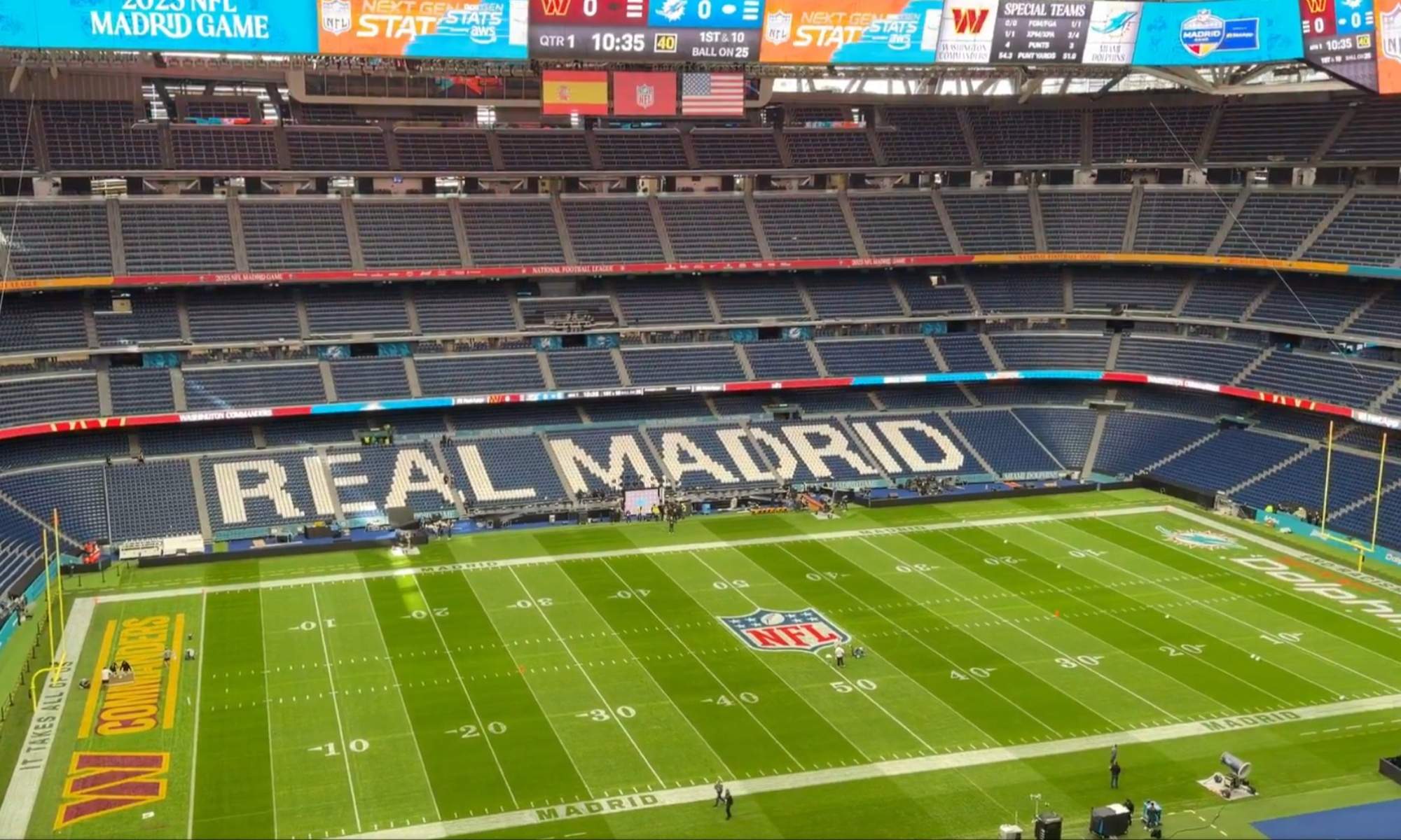 Así ha quedado el Bernabéu por dentro en modo NFL: Dolphins y Commanders alucinan Así ha quedado el Bernabéu por dentro en modo NFL: Dolphins y Commanders alucinan
