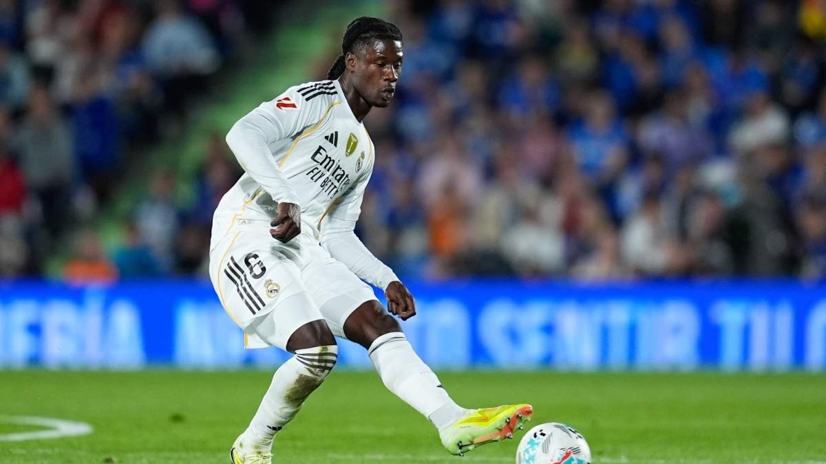 Eduardo Camavinga jugando un partido con el Real Madrid. Eduardo Camavinga jugando un partido con el Real Madrid.