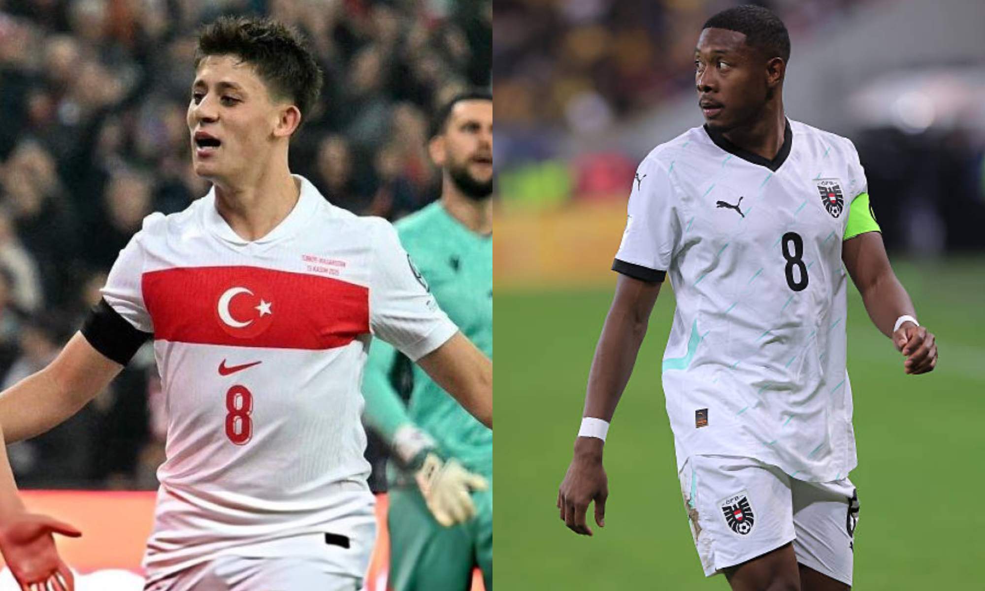 Arda Güler y David Alaba, con Turquía y Austria, respectivamente.