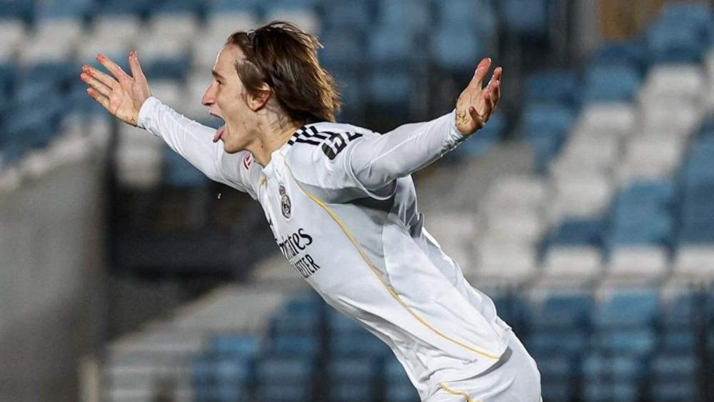 Joan Martínez, celebrando un gol con el Castilla durante un partido de este curso. Joan Martínez, celebrando un gol con el Castilla durante un partido de este curso.
