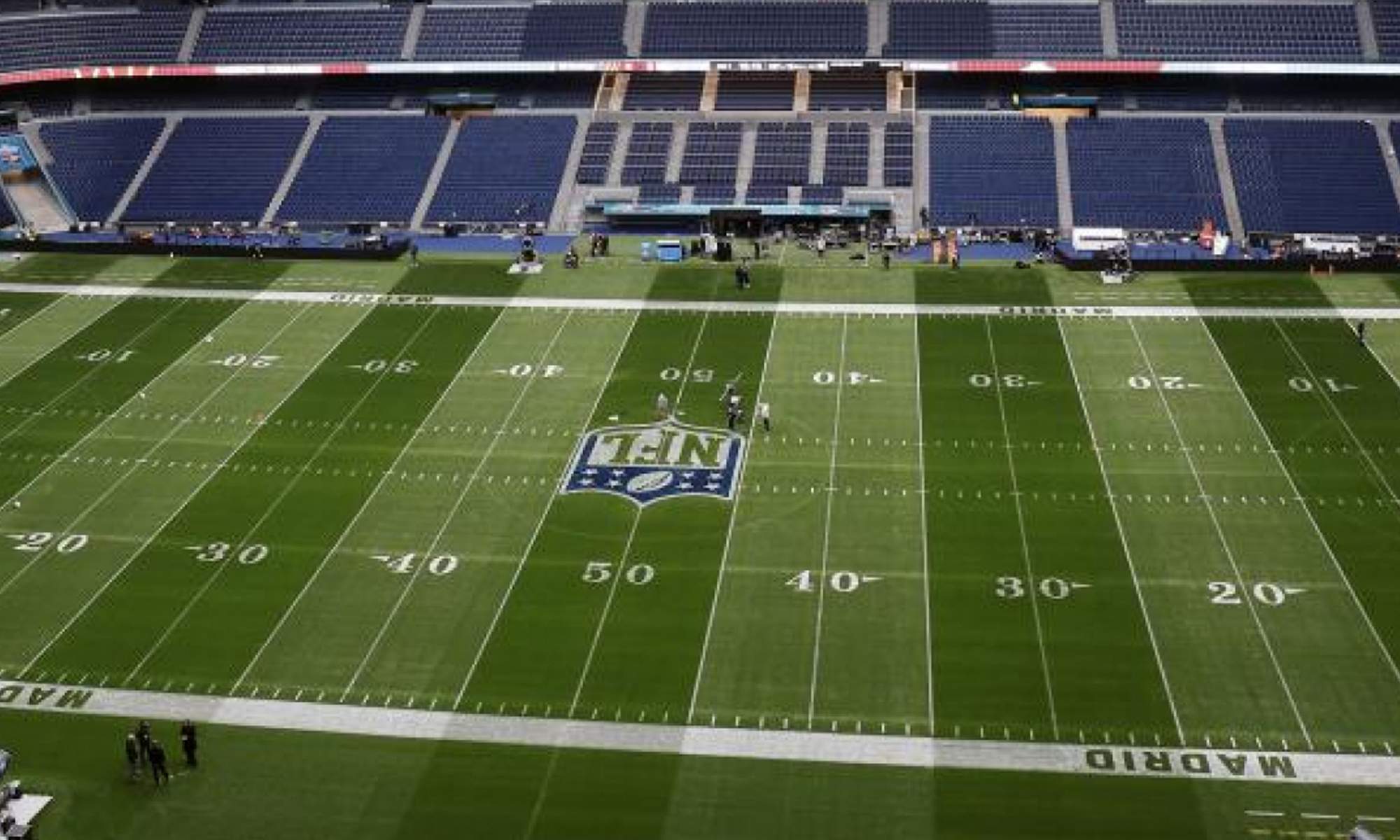 El Santiago Bernabéu preparado para jugar un partido de NFL. 