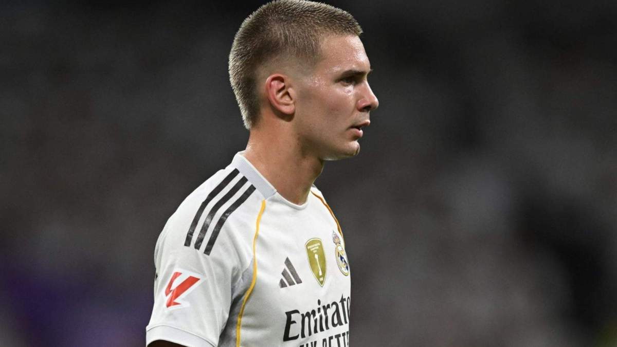 Franco Mastantuono jugando un partido con el Real Madrid. Franco Mastantuono jugando un partido con el Real Madrid.