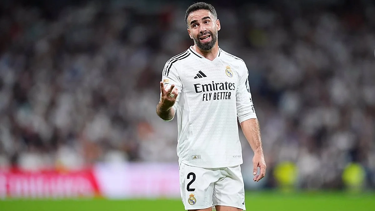 Dani Carvajal disputando un partido con el Real Madrid. Dani Carvajal disputando un partido con el Real Madrid.
