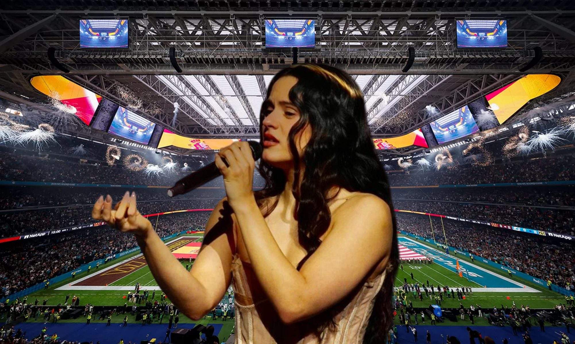 Rosalía pudo cantar en el descanso de la NFL en el Bernabéu