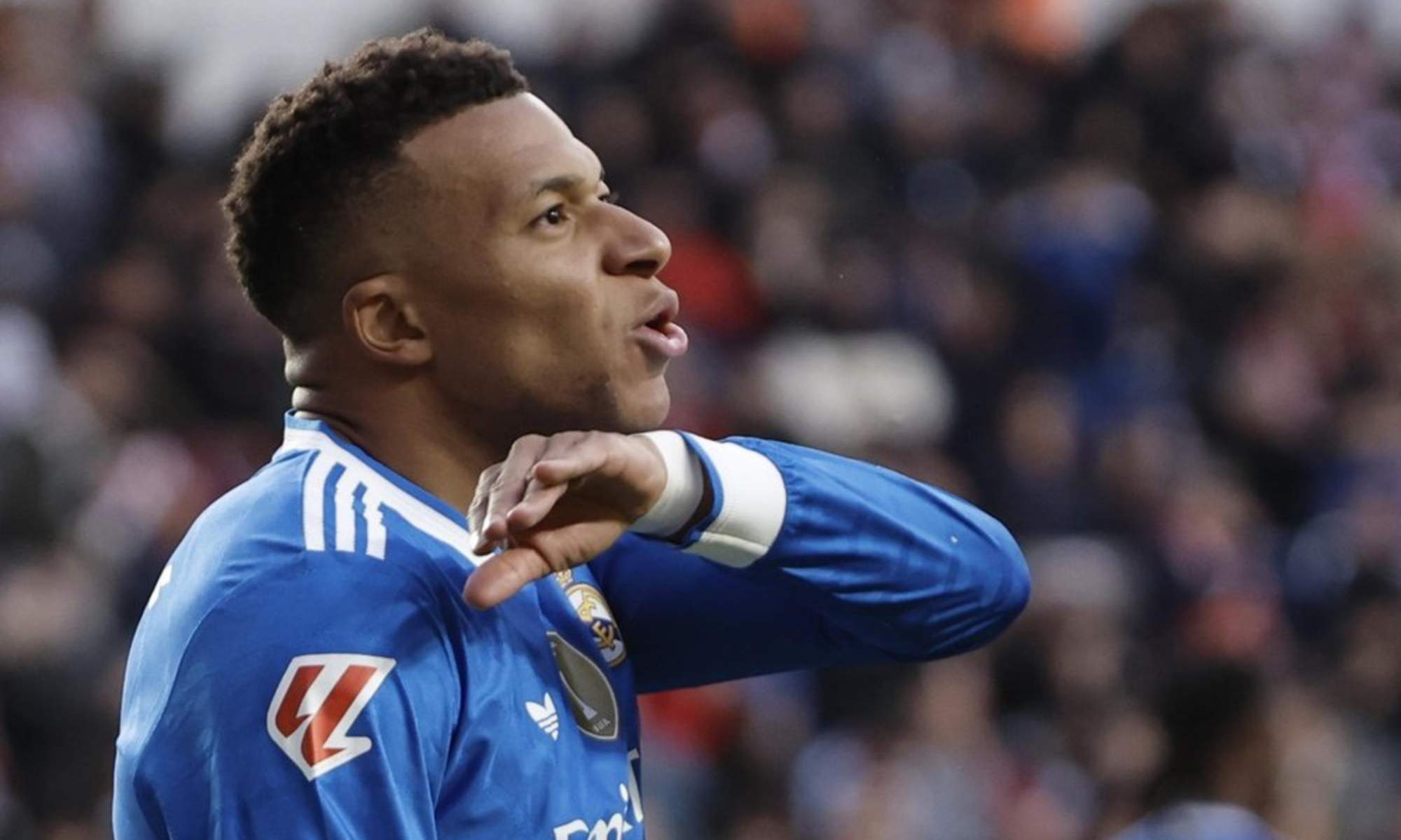 Kylian Mbappé, en el partido contra el último partido del Real Madrid en Liga, ante el Rayo en Vallecas.