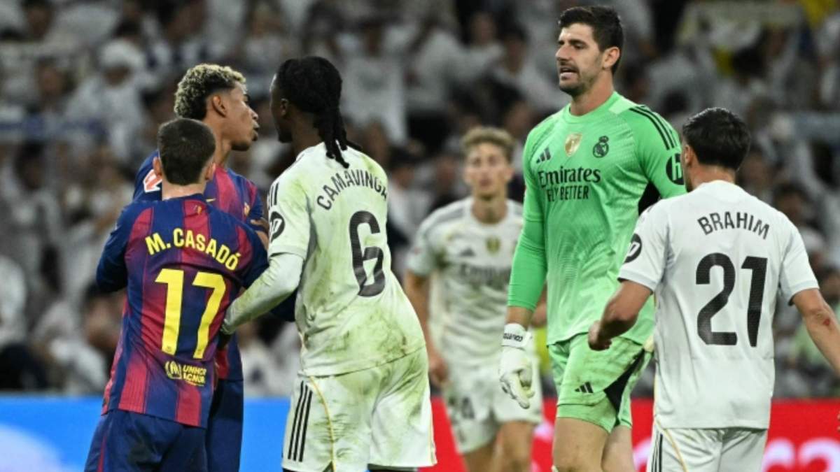 Thibaut Courtois y Lamine Yamal, durante el último Clásico entre el Madrid y el Barça. Thibaut Courtois y Lamine Yamal, durante el último Clásico entre el Madrid y el Barça.