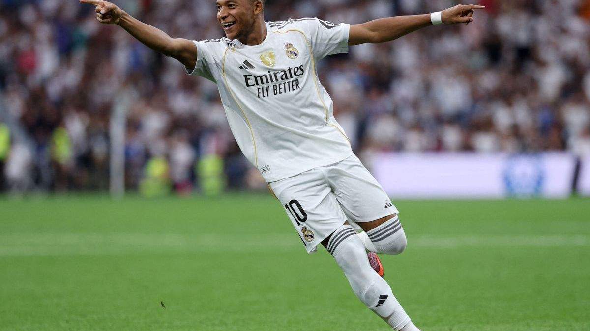 Mbappé celebrando su gol contra el Espanyol