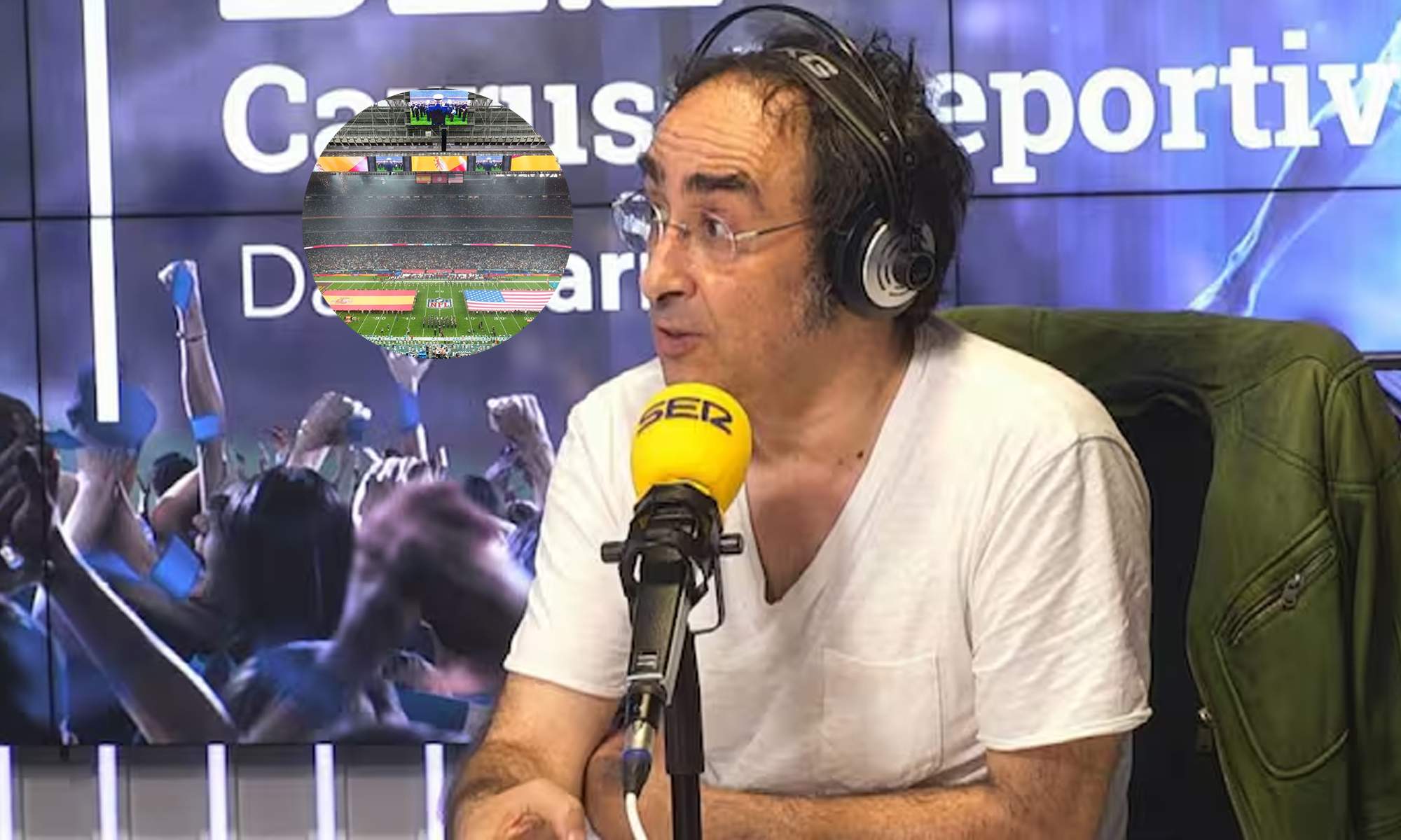 Eduardo Iturralde en La SER y una foto del partido de NFL en el Bernabéu.