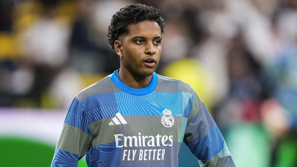 Rodrygo Goes durante un calentamiento del Real Madrid.