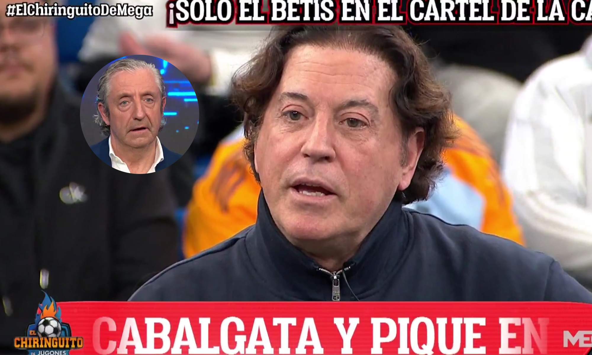 Pipi Estrada en El Chiringuito y una foto de Josep Pedrerol. 