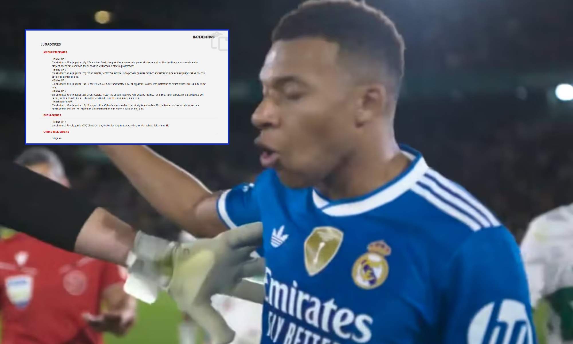 El acta del árbitro desvela lo que dijo Mbappé al pitar el final y le valió una amarilla