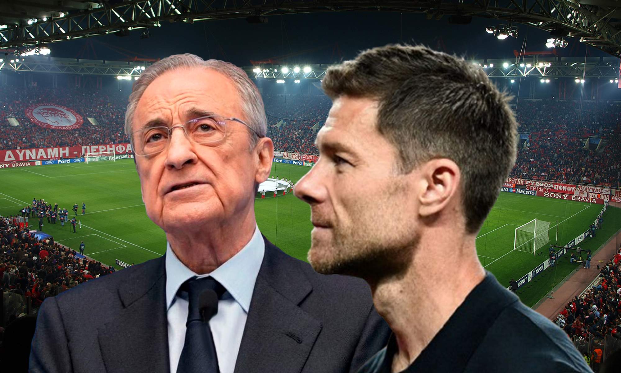 Xabi Alonso, Florentino Pérez y el estadio del Olympiacos.