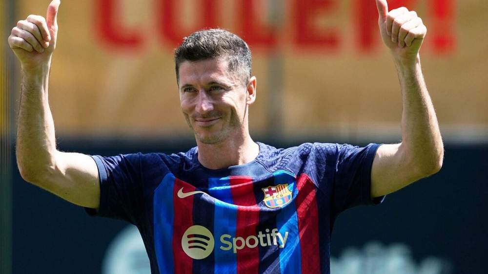 Robert Lewandowski, en la presentación del Barça en verano de 2022.