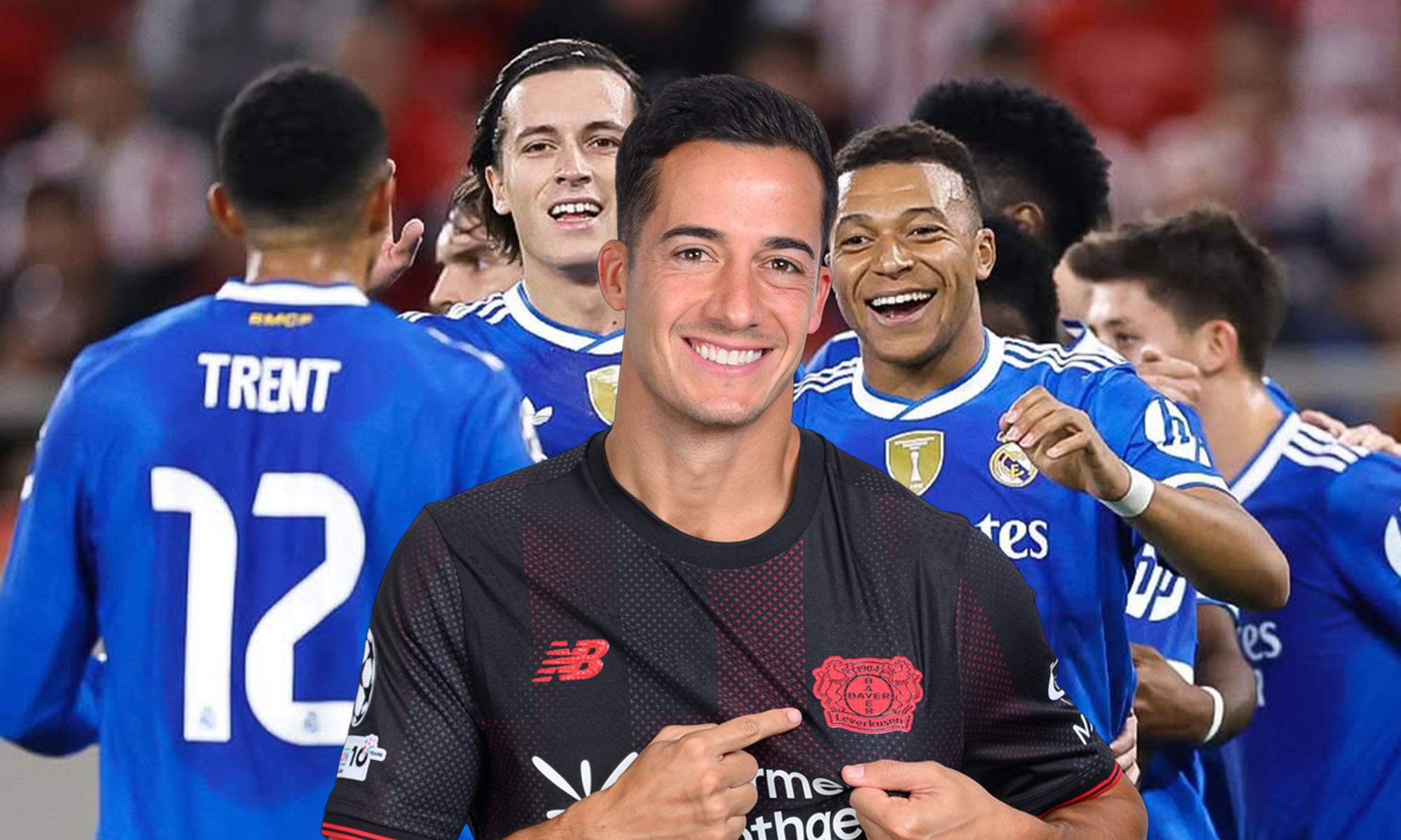 Lucas Vázquez con jugadores del Madrid de fondo