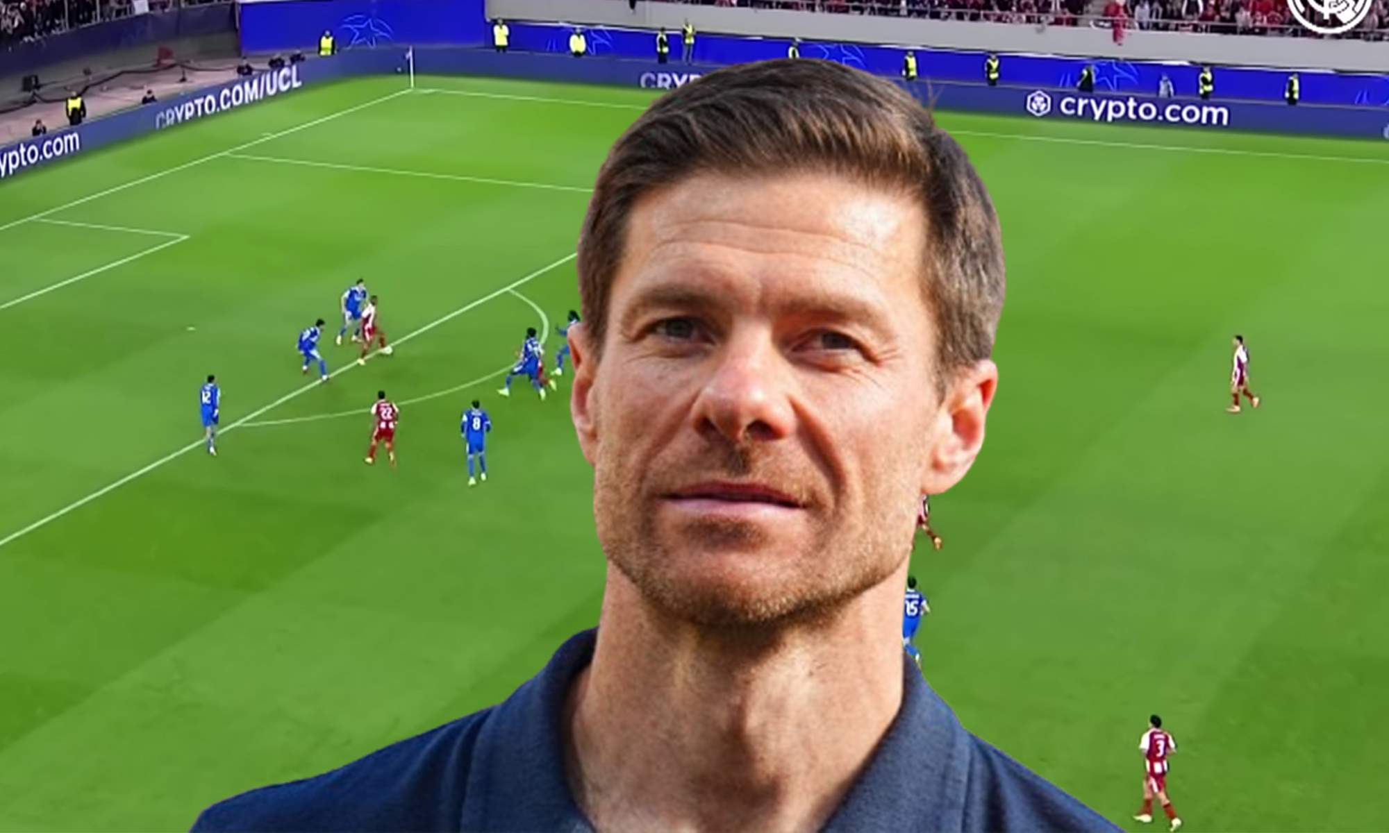 Xabi Alonso y una captura del Olympiacos - Real Madrid. 