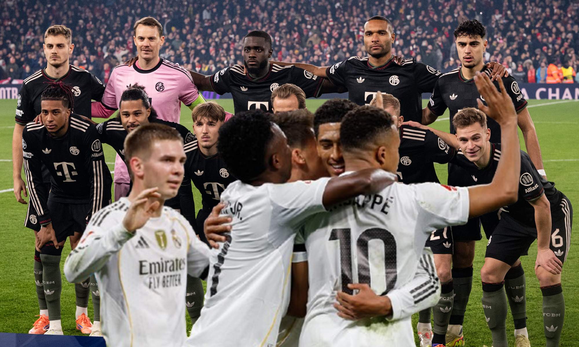 Jugadores del Real Madrid y del Bayern Múnich.