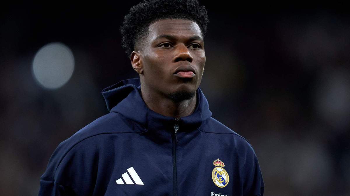 Aurélien Tchoaméni antes de jugar un partido con el Real Madrid. Aurélien Tchoaméni antes de jugar un partido con el Real Madrid.