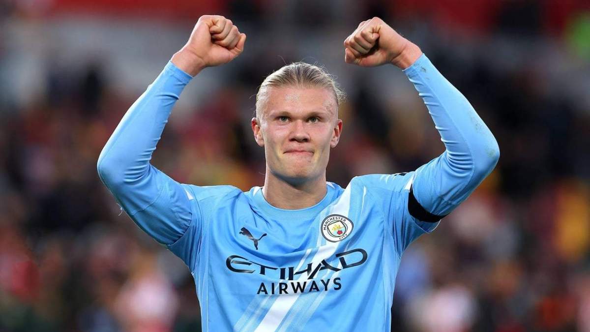 Erling Haaland celebrando un gol con el Manchester City. Erling Haaland celebrando un gol con el Manchester City.