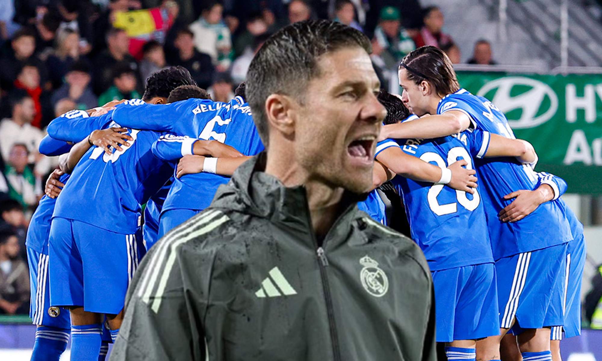 Xabi Alonso y jugadores del Real Madrid.