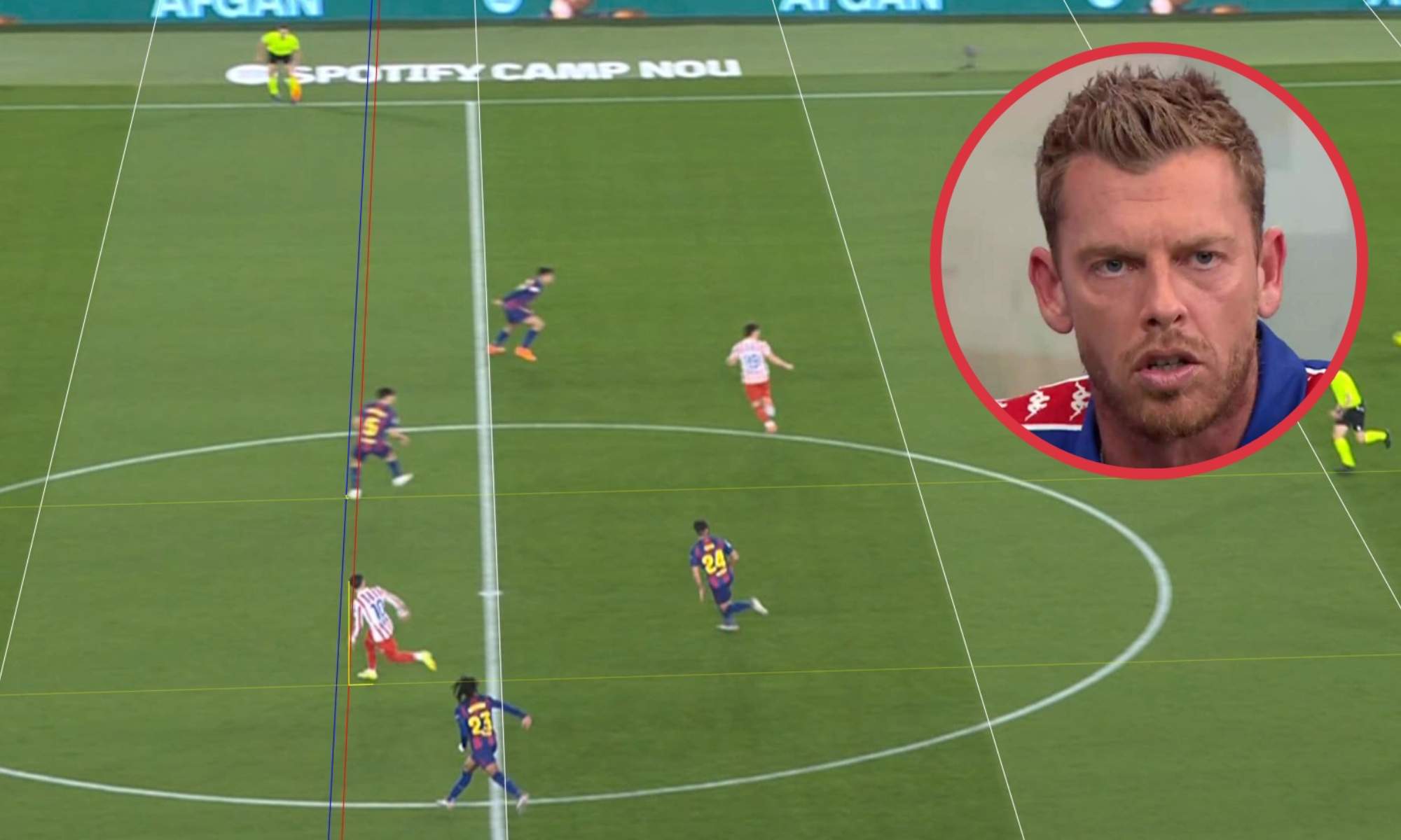 Jota Jordi ha perdido los papeles en el gol del Atlético de Madrid en el Camp Nou.