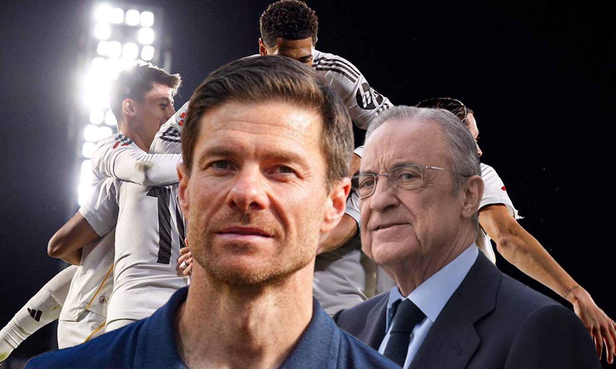 Xabi Alonso, Florentino Pérez y jugadores del Real Madrid.
