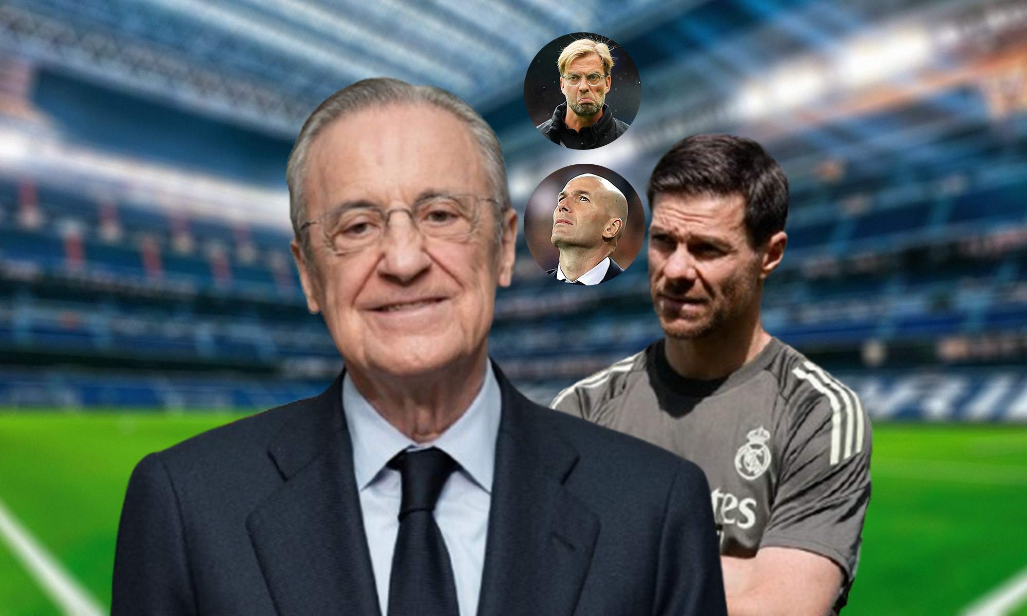 Florentino Pérez, Xabi Alonso, Jürgen Klopp y Zinedine Zidane. 