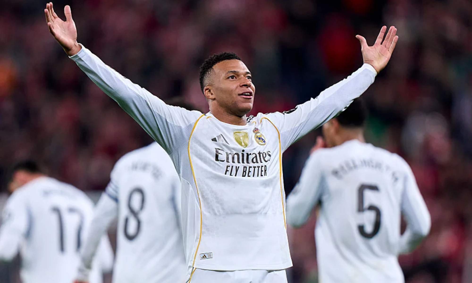 Kylian Mbappé, celebrando uno de los goles que marcó en San Mamés al Athletic Club.
