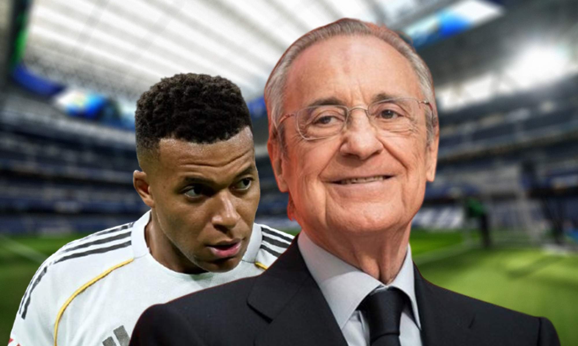 Florentino Pérez, Kylian Mbappé y el Santiago Bernabéu.