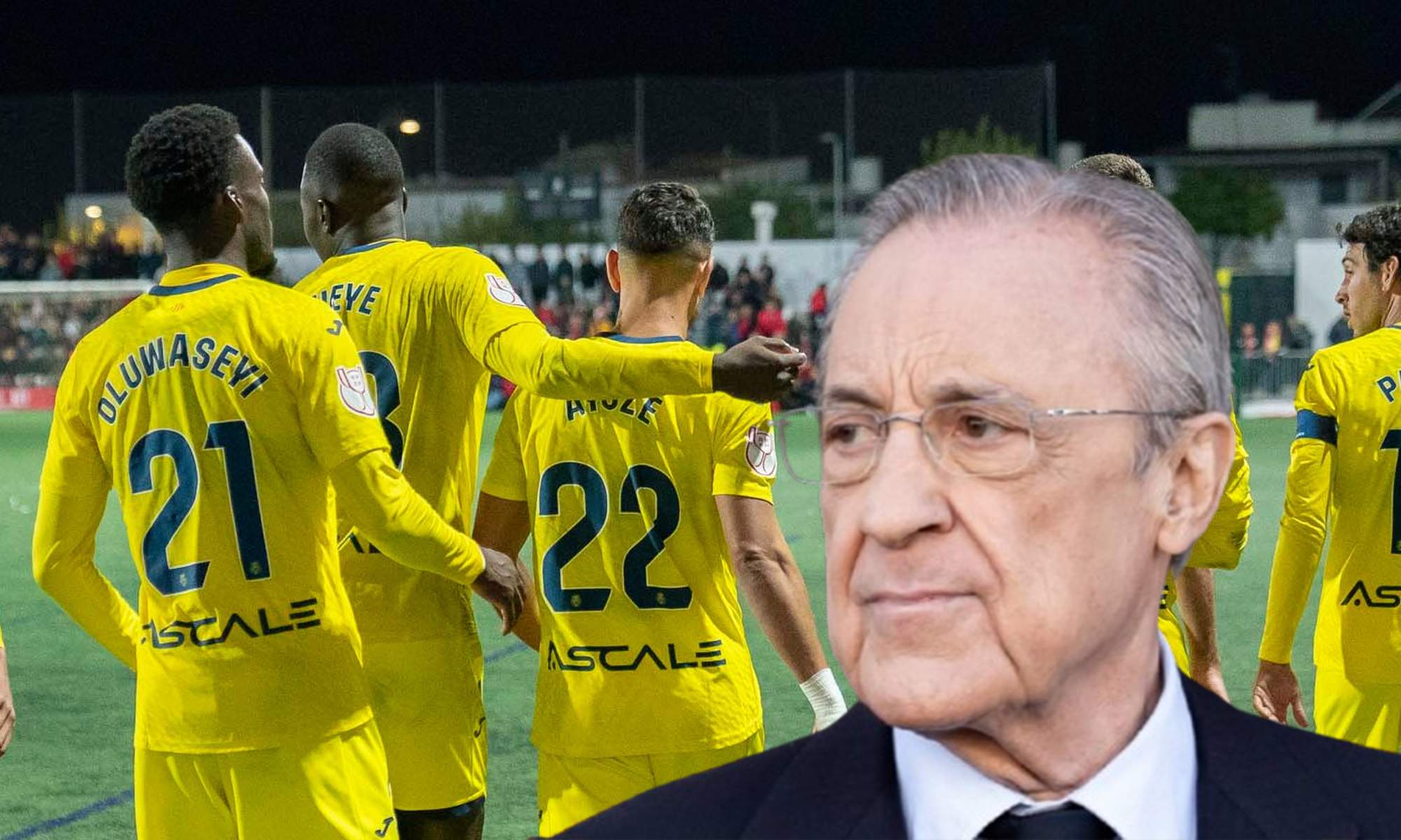 Florentino Pérez y jugadores del Villarreal.