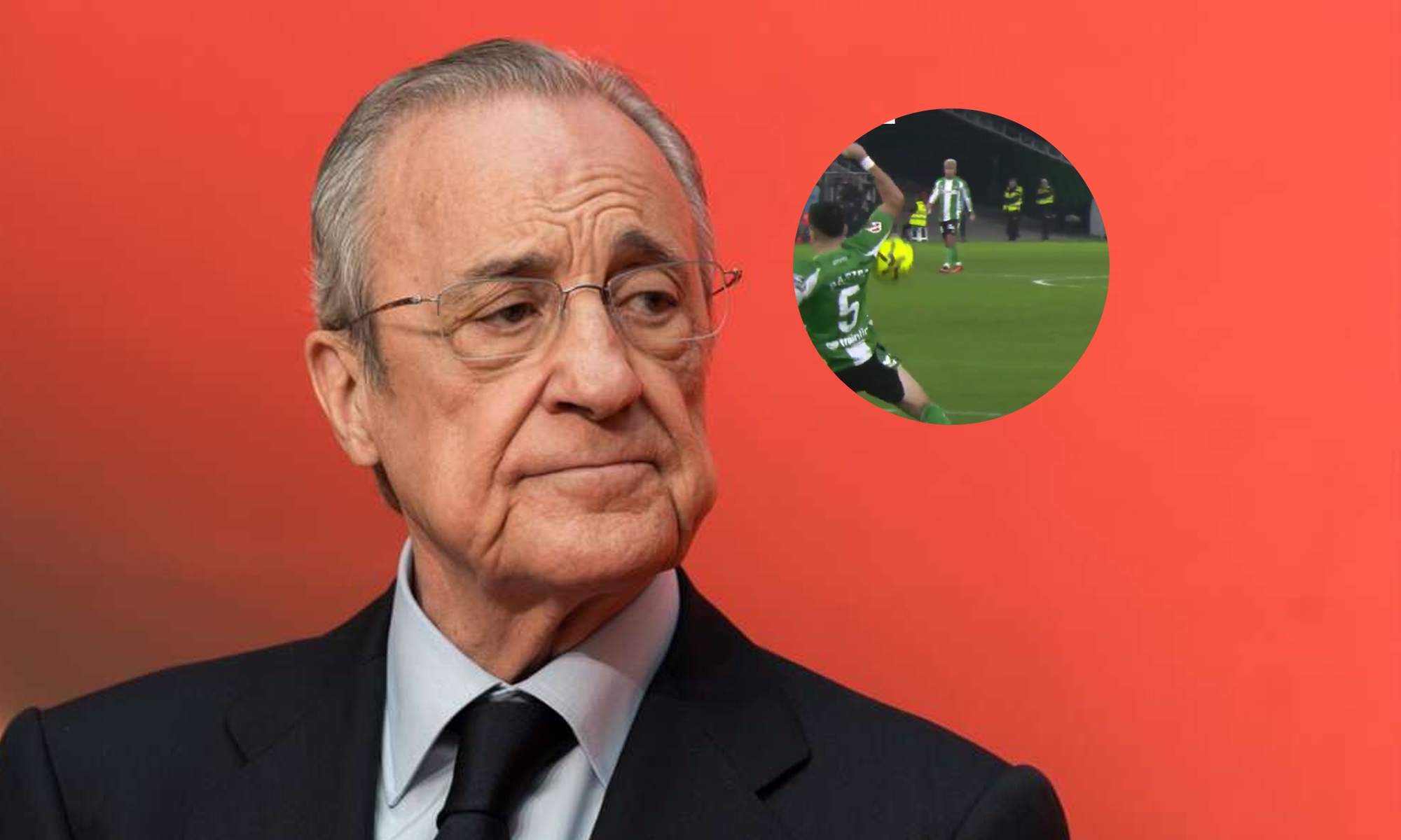 Florentino Pérez y la mano de Marc Bartra en el Betis - Barcelona.