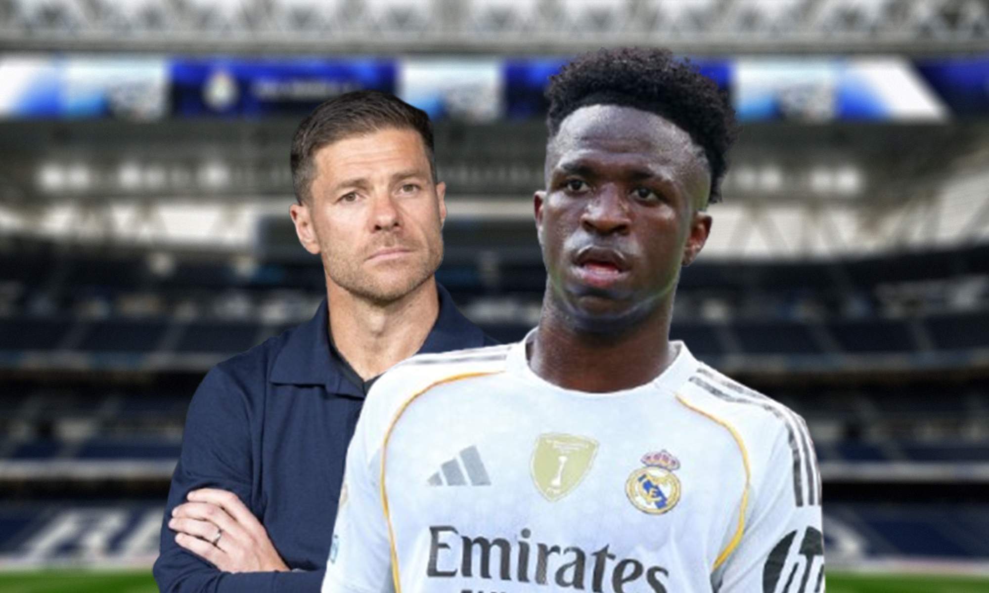 Vinícius Júnior jugando un partido con el Real Madrid, Xabi Alonso y el Santiago Bernabéu.