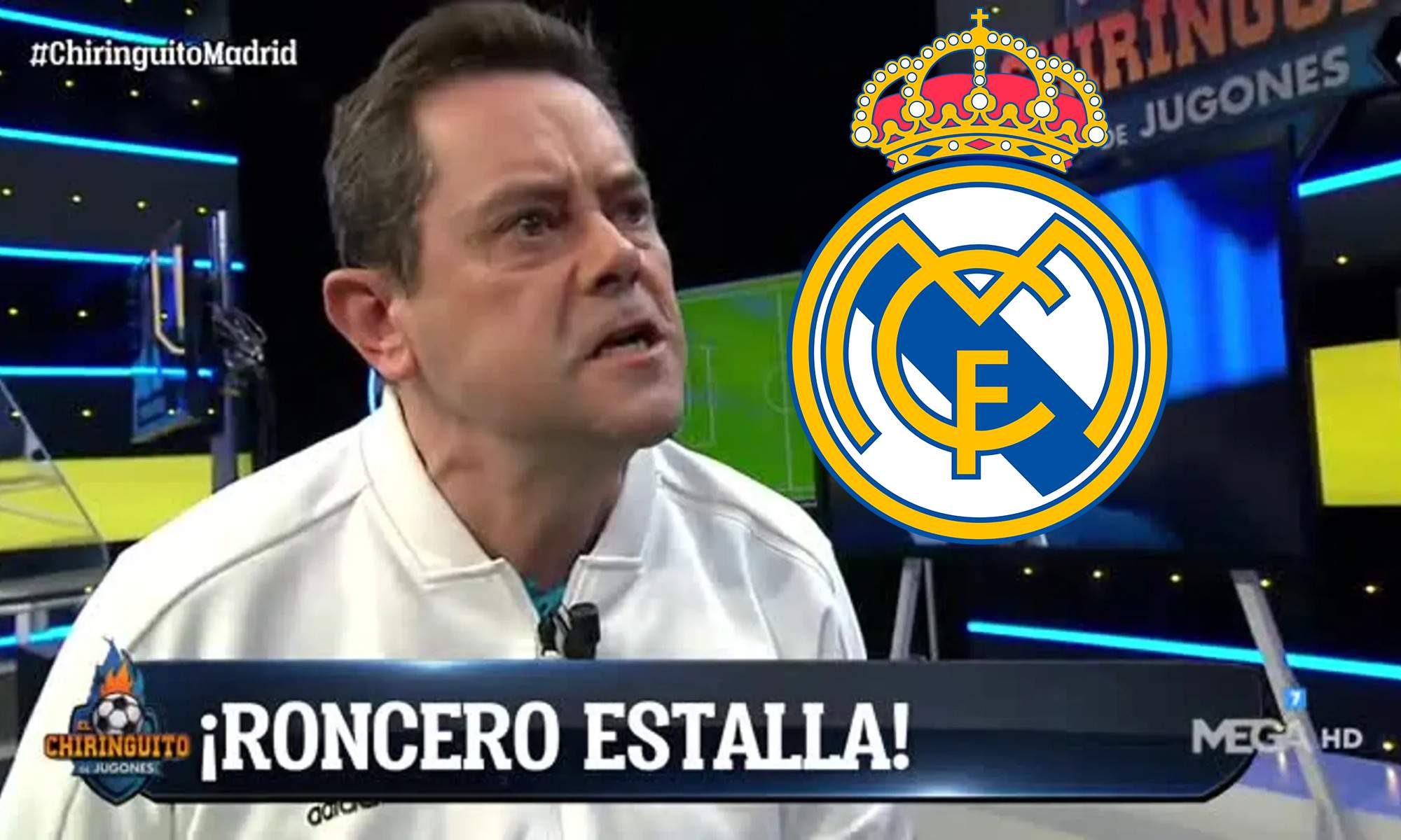 Tomás Roncero y escudo Real Madrid