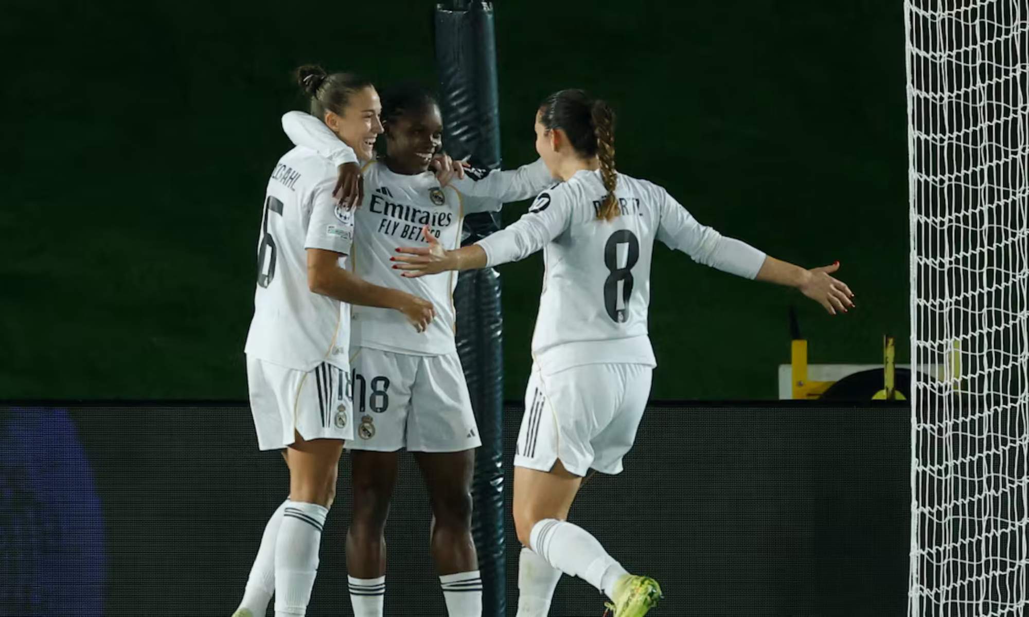  Linda Caicedo, celebrando el segundo gol del Real Madrid ante el Wolfsburgo.