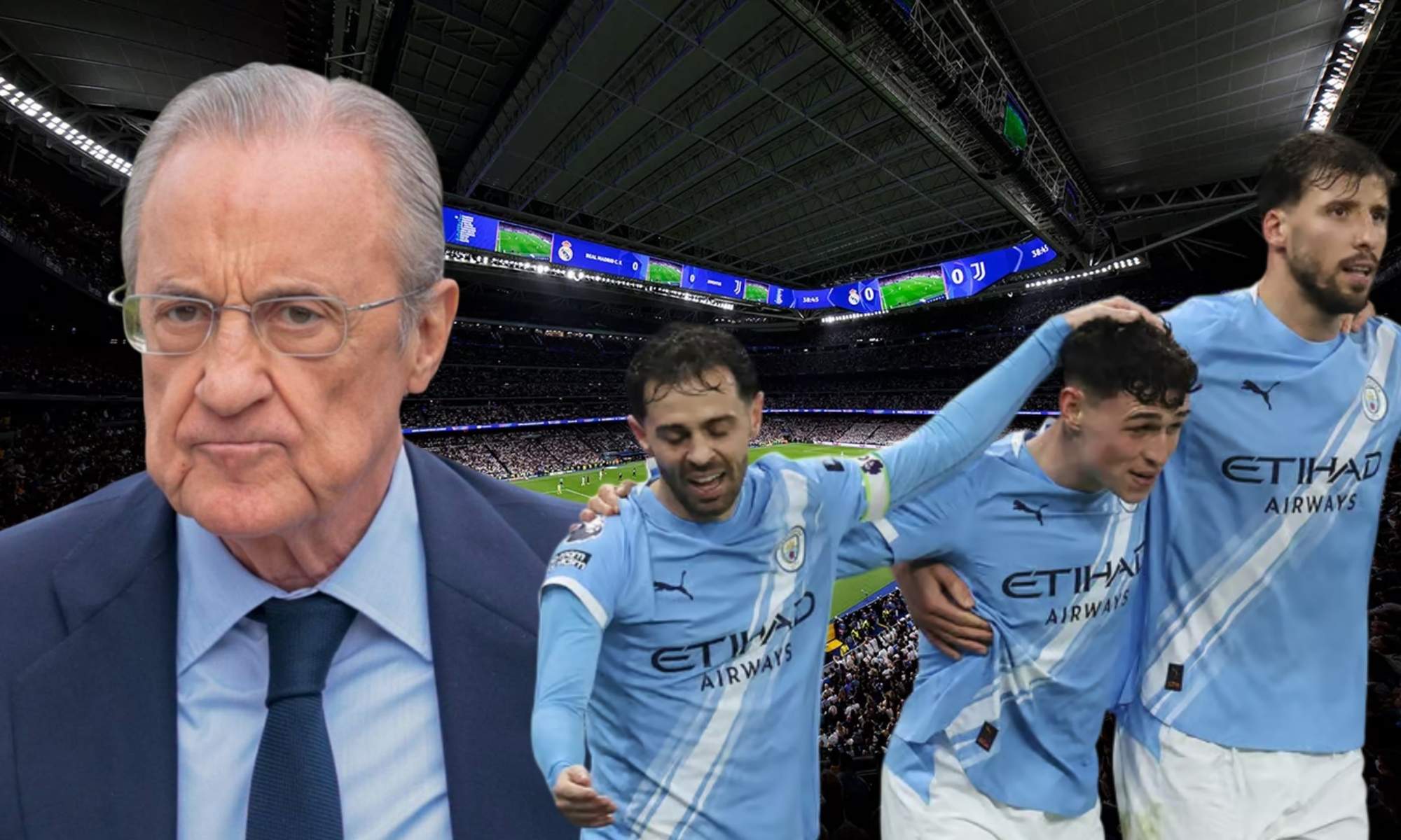 Florentino Pérez aprovechará la comida de esta tarde con el Manchester City para tratar el fichaje de algunos futbolistas.