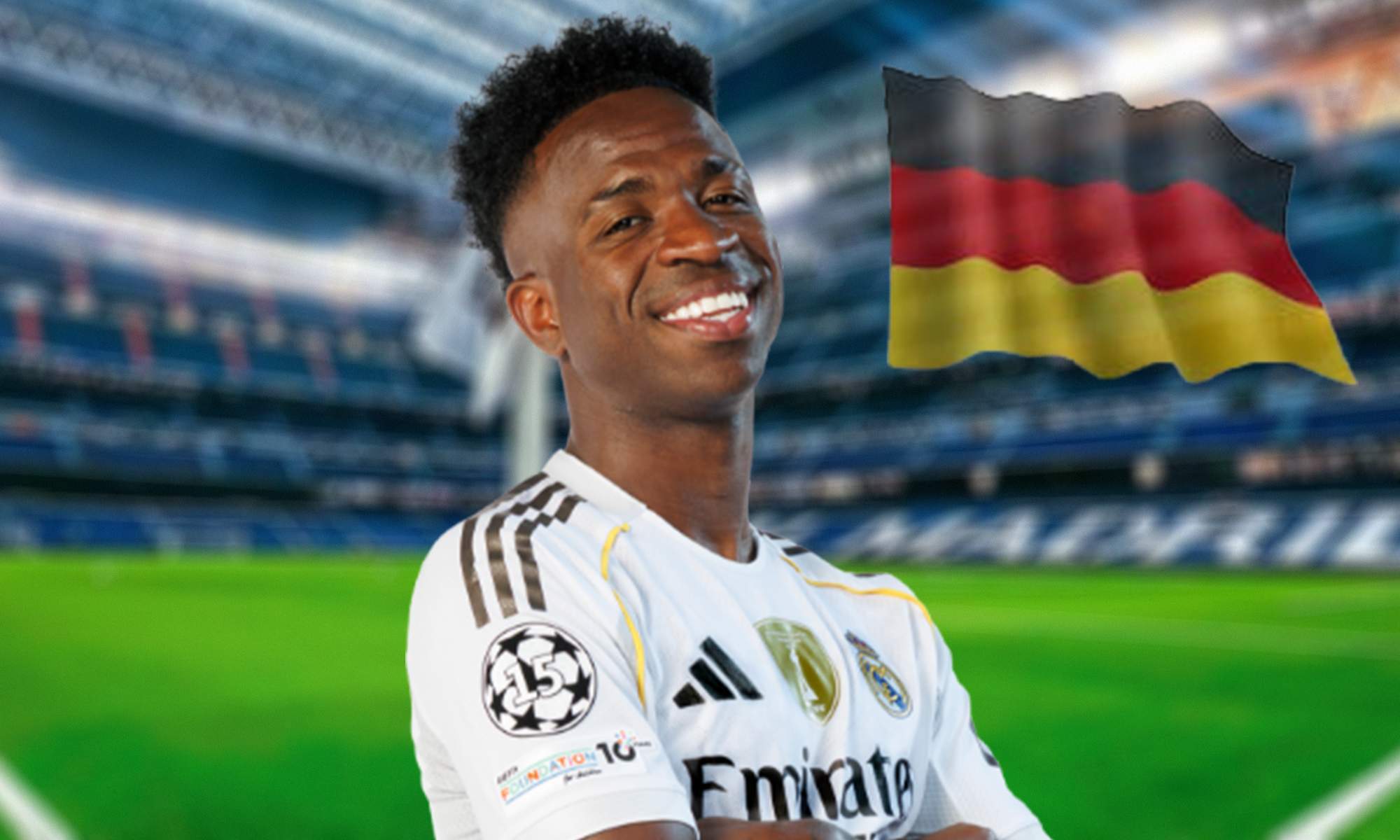Vinicius y bandera de Alemania