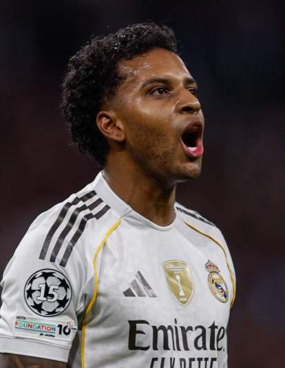 Rodrygo Goes celebrando su gol contra el Manchester City. 