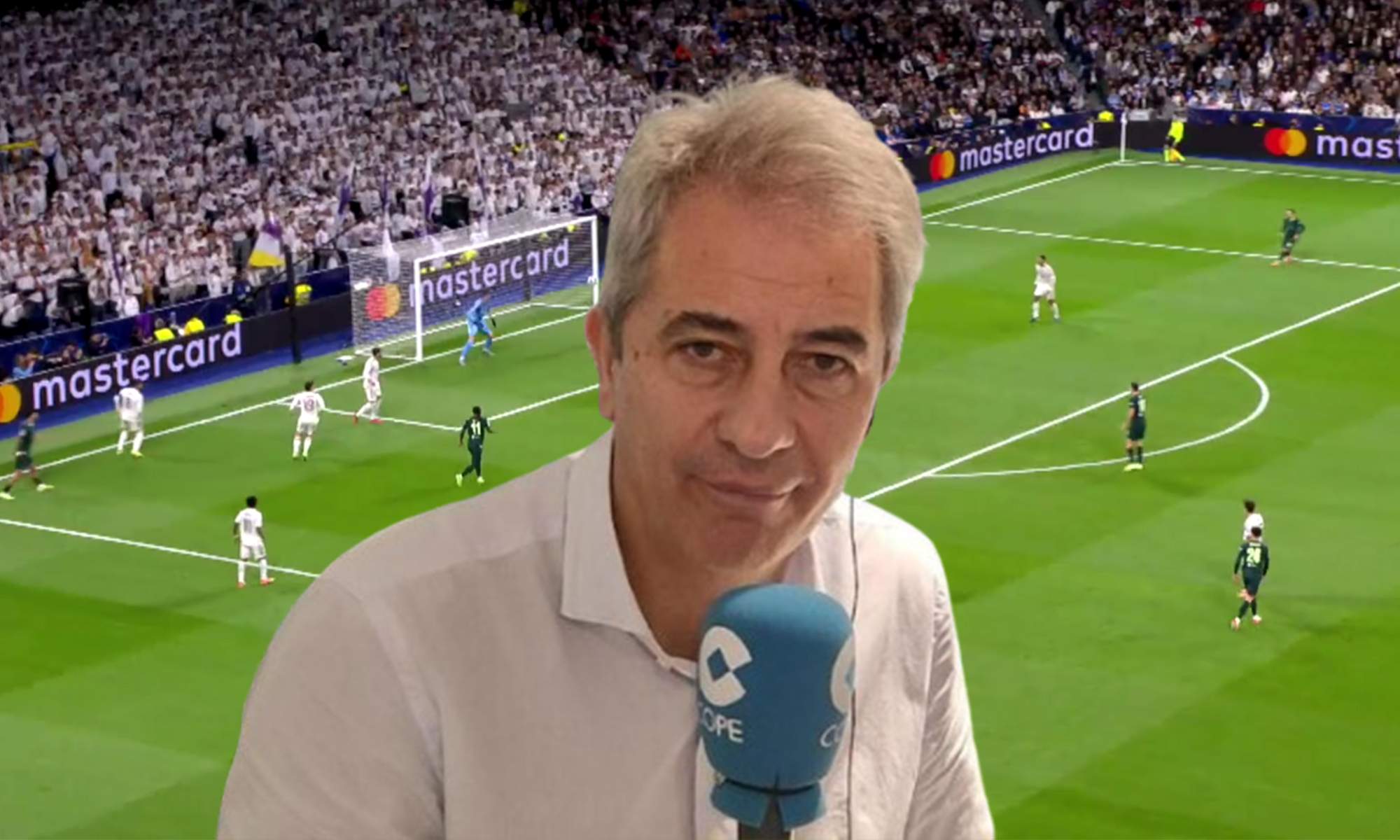 Manolo Lama y una captura del Real Madrid - Manchester City. 