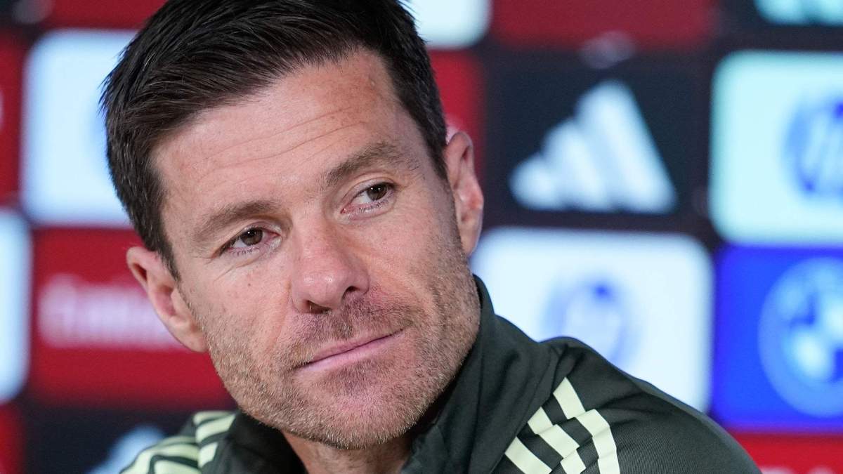 Xabi Alonso en una rueda de prensa con el Real Madrid.