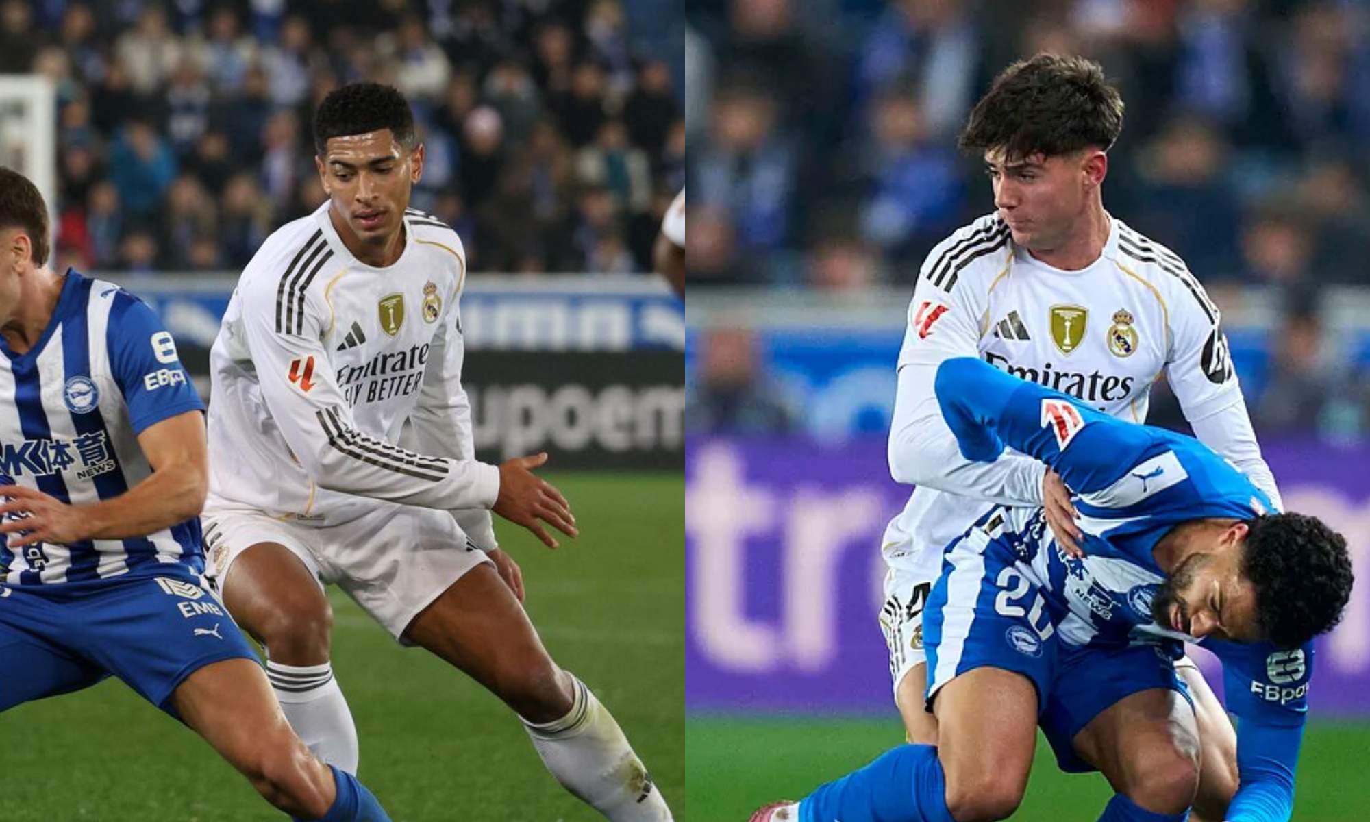 Jude Bellingham y Víctor Valdepeñas han tenido su primera conversación antes del descanso del partido del Real Madrid contra el Alavés.